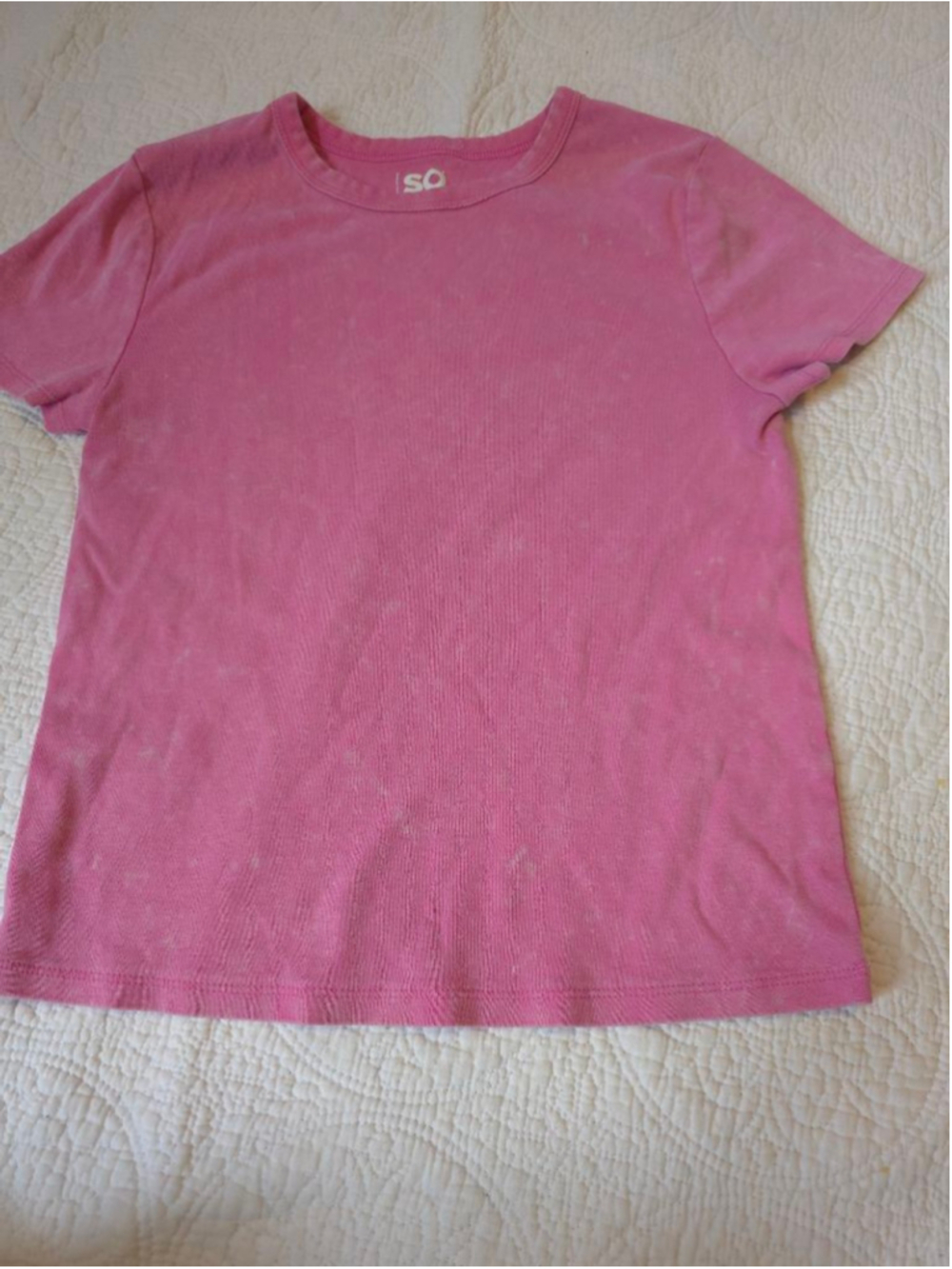Hot Pink Acid Wash Short Sleeve Baby Tee Small Neon Casual Basics Minimalist